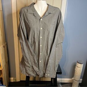 Ralph Lauren Polo Golf Shirt Adult XL Black Check Button-Down Long Sleeve Mens